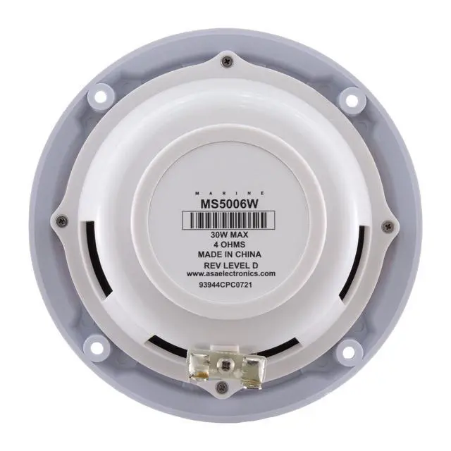Alt view image 5 of 5 - 5.9" Dual Cone Marine Speaker Pair | 30W Max Power | Polypropylene Woofer & Mylar Tweeter | Waterproof UV & Corrosion Resistant | Flush Mount (White)