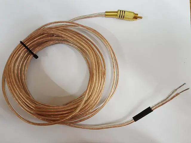 Alt view image 2 of 3 - Pair of Gold Plated Metal RCA (Phono) Red/Black Connectors to Open 16 awg Speaker Wire Leads (Heavy Duty 16 Gauge Perfect for Amplifiers and Subwoofers) 6 Feet