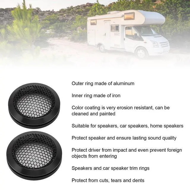 Alt view image 3 of 7 - 2Pcs 2.52in Universal Car Speaker Grills, Round Speaker Grill Mesh for Speaker Mounting & Home Audio, Car Speaker Cover (Black)