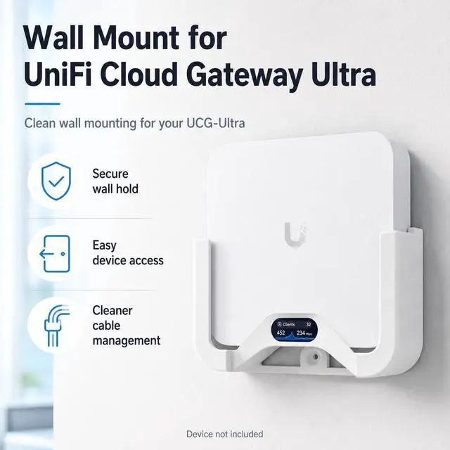 Alt view image 2 of 7 - Wall Mount for Unifi Cloud Gateway Ultra, Wall Bracket for UCG Ultra - White UCG-Ultra