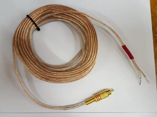 Alt view image 3 of 3 - Pair of Gold Plated Metal RCA (Phono) Red/Black Connectors to Open 16 awg Speaker Wire Leads (Heavy Duty 16 Gauge Perfect for Amplifiers and Subwoofers) 6 Feet
