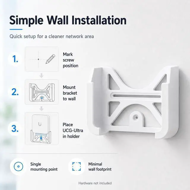 Alt view image 4 of 7 - Wall Mount for Unifi Cloud Gateway Ultra, Wall Bracket for UCG Ultra - White UCG-Ultra