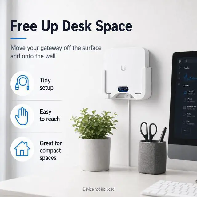 Alt view image 3 of 7 - Wall Mount for Unifi Cloud Gateway Ultra, Wall Bracket for UCG Ultra - White UCG-Ultra