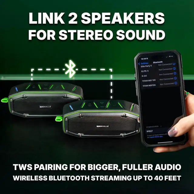 Alt view image 5 of 6 - RPB27 20w Rugged Portable Waterproof Bluetooth Speaker w Bumping Bass!