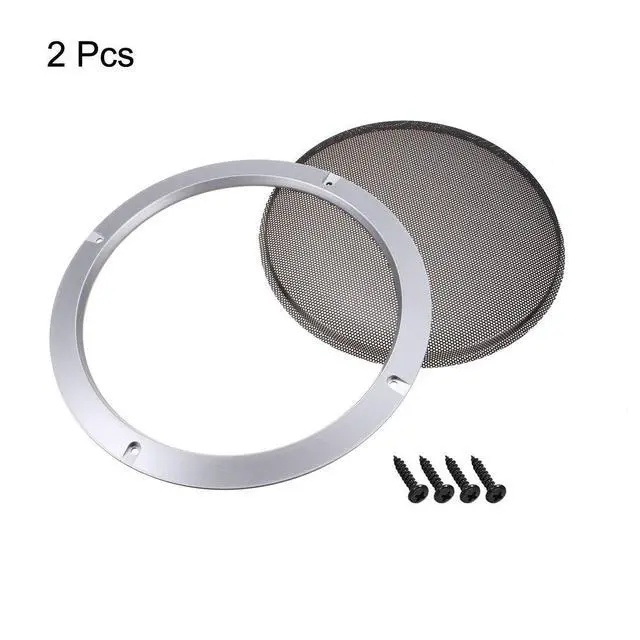 Alt view image 4 of 4 - 2pcs 8" Speaker Grill Mesh Decorative Circle Woofer Guard Protector Cover Accessories Silver