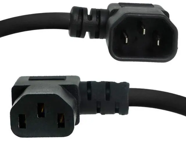 Main image of C14 Right to C13 Left Power Cord - 6 Foot, 10A/250V, 18/3 SJT, IEC 60320 - Part # IBX-6424-06