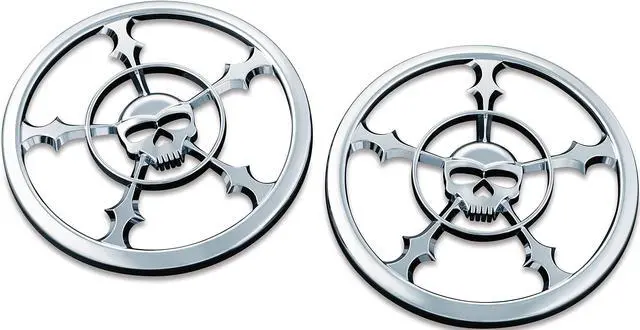 Main image of 7373 Chrome Front Fairing Speaker Grills for 2014-19 Harley-Davidson Motorcycles: Zombie, Pack of 2
