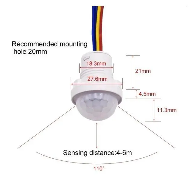 Alt view image 6 of 7 - 5/10pcs Pir Infrared Motion Automatic Light Sensor IR Detector Switch 12V 24V DC 110V 220V AC Human Body Induction Night Lamp(5pcs 100-240VAC)