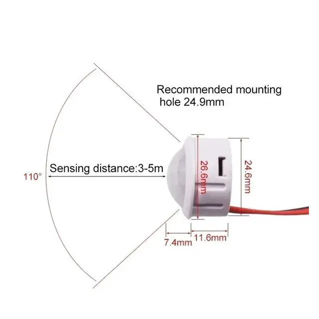 Alt view image 7 of 7 - 5/10pcs Pir Infrared Motion Automatic Light Sensor IR Detector Switch 12V 24V DC 110V 220V AC Human Body Induction Night Lamp(5pcs 100-240VAC)