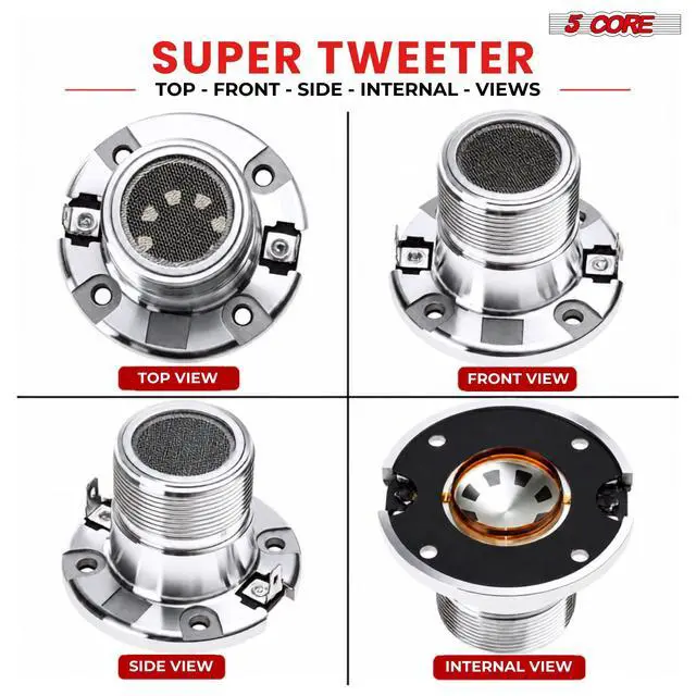 Alt view image 6 of 7 - Super Tweeter 1" 200W Max 4 Ohm Neodymium Magnet Titanium Bullet Speaker Horn High Frequency Heavy Duty Aluminum Frame (Silver)