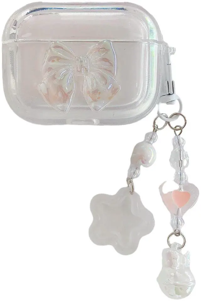 Main image of Case for AirPods Pro 2nd Generation 2022, Premium Special Cute Clear Butterly Bow Pattern with Pendant Case Cover Accessories for AirPods Pro 2nd Generation 2022 for Women Girls