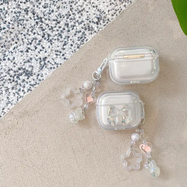 Alt view image 5 of 5 - Case for AirPods Pro 2nd Generation 2022, Premium Special Cute Clear Butterly Bow Pattern with Pendant Case Cover Accessories for AirPods Pro 2nd Generation 2022 for Women Girls