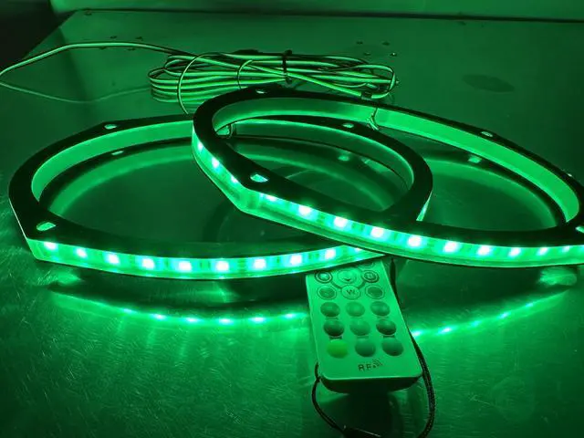 Alt view image 2 of 7 - Sando Tech 2PCS 6×9'' RGB LED Speaker Lights Car Speaker Rings Spacer Ring Light Kit Car Coaxial Lights Multiple Fit for Cat Truck Boat Powersport Bluetooth/Remote Ctrl