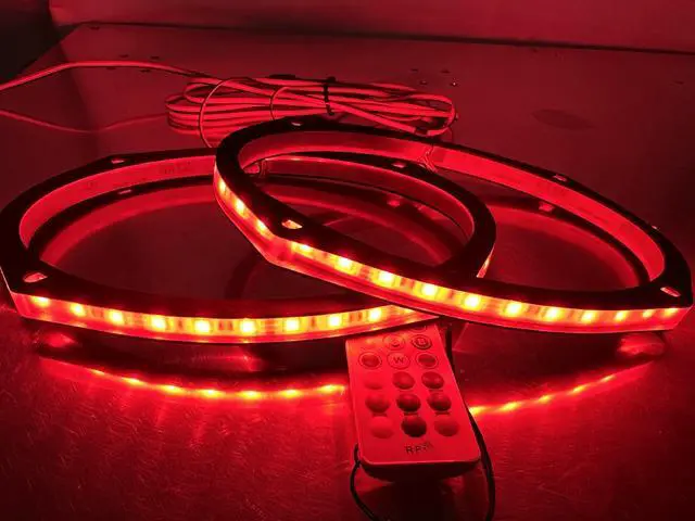 Alt view image 3 of 7 - Sando Tech 2PCS 6×9'' RGB LED Speaker Lights Car Speaker Rings Spacer Ring Light Kit Car Coaxial Lights Multiple Fit for Cat Truck Boat Powersport Bluetooth/Remote Ctrl