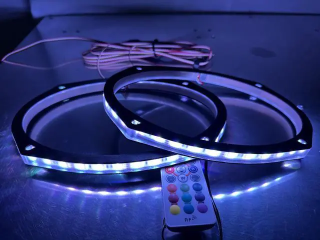 Alt view image 6 of 7 - Sando Tech 2PCS 6×9'' RGB LED Speaker Lights Car Speaker Rings Spacer Ring Light Kit Car Coaxial Lights Multiple Fit for Cat Truck Boat Powersport Bluetooth/Remote Ctrl
