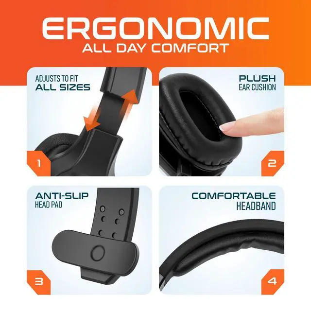 Alt view image 5 of 6 - 20X Professional Wireless Computer Headset with Mic | On Ear Bluetooth 5.0 Wireless Headset, 30 Hour All Day Talk Time for Truck Drivers, Home Office, Headset Only, 2-Pack