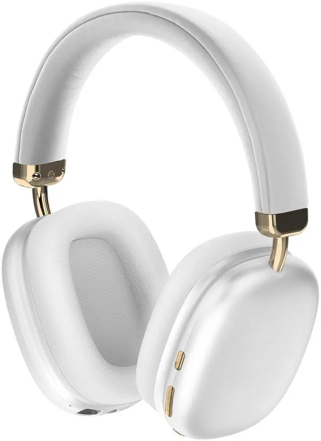 Main image of White Over Ear Bluetooth Headphones, Active Noise Cancellation, 20dB Noise Reduction, Flat Folding Design, 22 Hour Battery, Built in Microphone, USB-C Charging, Optional Wired Audio