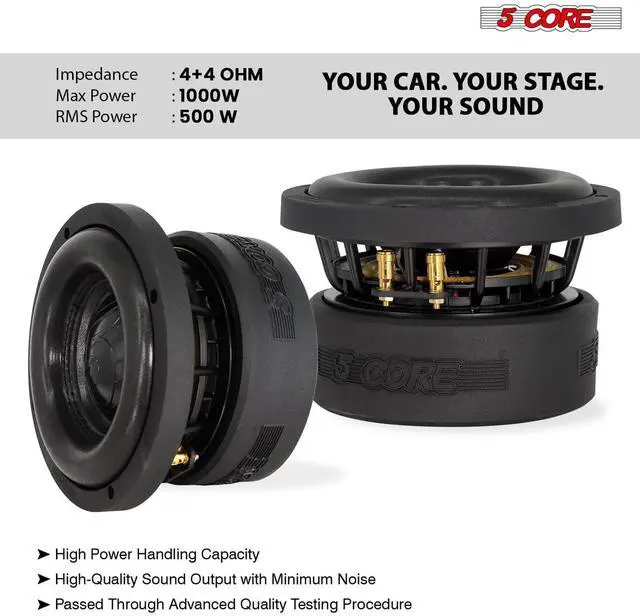 Alt view image 6 of 6 - 6.5 Inch Subwoofer Dual 4 Ohm 1000W 40 Oz Magnet 2" Voice Coil Replacement Car Audio Loud Speaker Driver - WF 6.5140 DBL D4