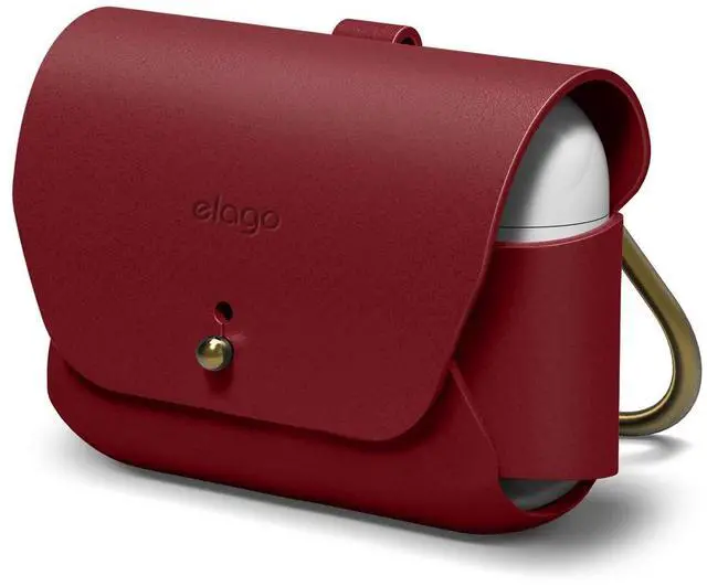 Main image of Leather Case for AirPods Pro 2 & 1 | Genuine Leather case with Keychain, Luxurious Colors, Brass Ring Holder, Great Protection (Red)