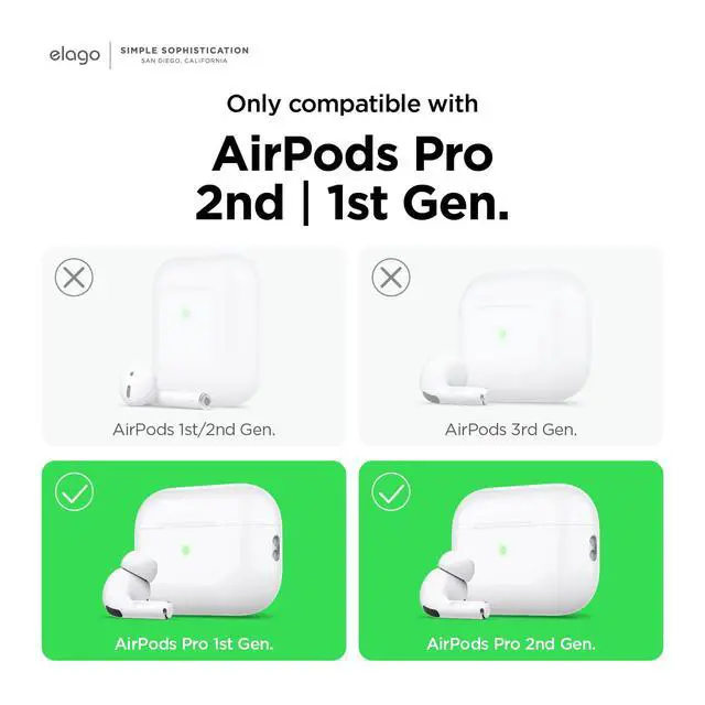 Alt view image 2 of 6 - Leather Case for AirPods Pro 2 & 1 | Genuine Leather case with Keychain, Luxurious Colors, Brass Ring Holder, Great Protection (Red)