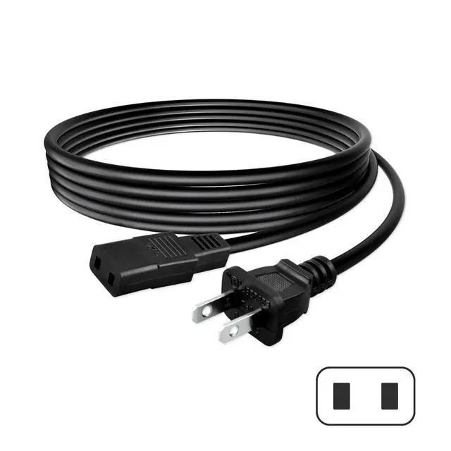 Alt view image 3 of 5 - 8ft 2-Prong Square AC Power Cord Cable Lead Compatible with Yamaha DX5 PS-6100 Keyboard Synth Power