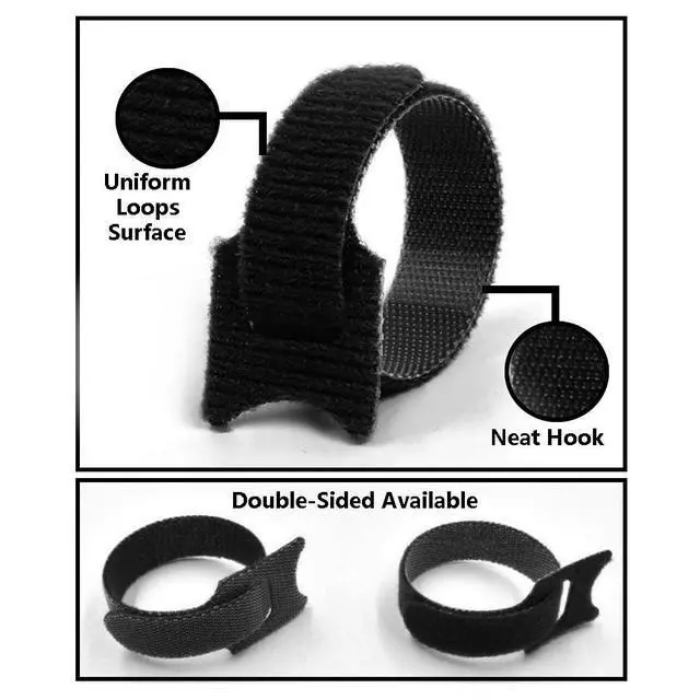 Alt view image 3 of 7 - 50 Pack Reusable Fastening Cable Straps and Cable Ties Set, Adjustable Multi-Purpose Hook Loop Securing Straps with Buckle, to Keep Cords Organized and Tidy - 10Inch
