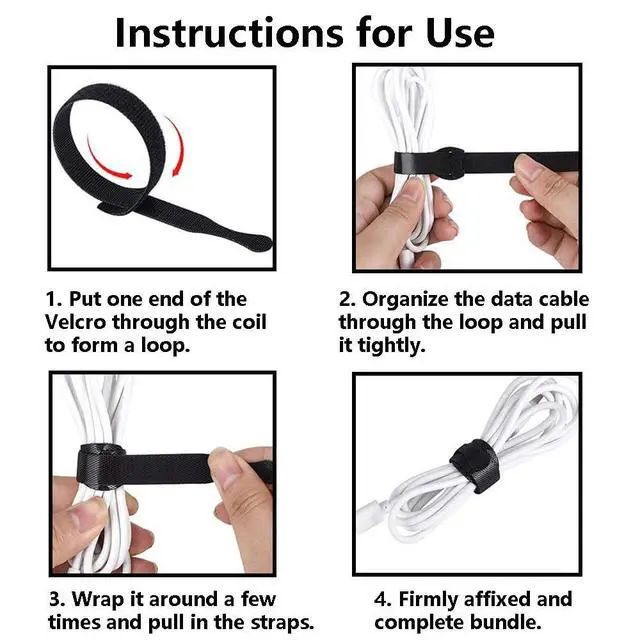 Alt view image 5 of 7 - 50 Pack Reusable Fastening Cable Straps and Cable Ties Set, Adjustable Multi-Purpose Hook Loop Securing Straps with Buckle, to Keep Cords Organized and Tidy - 10Inch