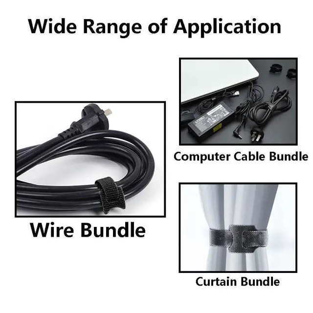 Alt view image 4 of 7 - 50 Pack Reusable Fastening Cable Straps and Cable Ties Set, Adjustable Multi-Purpose Hook Loop Securing Straps with Buckle, to Keep Cords Organized and Tidy - 10Inch