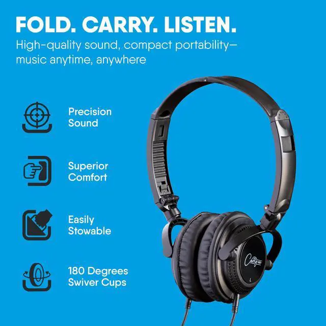 Alt view image 3 of 6 - FH50 Folding Headphones - 40mm Drivers for Premium Sound - Noise-Isolating Semi-Open Back Design - Comfortable Over-Ear Wired Headphones for Music Production and Everyday Listening
