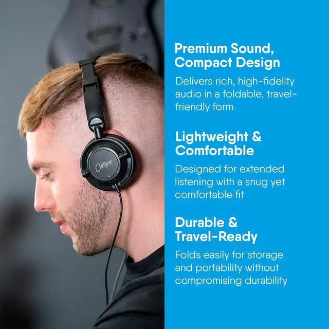 Alt view image 6 of 6 - FH50 Folding Headphones - 40mm Drivers for Premium Sound - Noise-Isolating Semi-Open Back Design - Comfortable Over-Ear Wired Headphones for Music Production and Everyday Listening