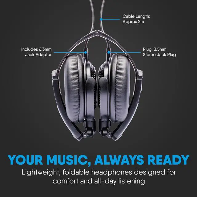 Alt view image 4 of 6 - FH50 Folding Headphones - 40mm Drivers for Premium Sound - Noise-Isolating Semi-Open Back Design - Comfortable Over-Ear Wired Headphones for Music Production and Everyday Listening