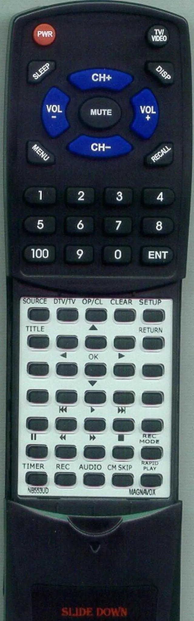Main image of Replacement Remote Control for MAGNAVOX ZC352MW8, NB553UD, ZC350MS8, ZC352MW8B, NB553UD