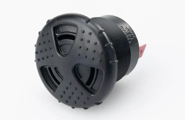 Alt view image 2 of 4 - TXC-V86-515-Q Turbo Series Piezoelectric Alarm, 5-15 VDC, Extra Loud Continuous Tone, Panel Mount with Volume Control, IP68 Certified, 92-103 dB, Black