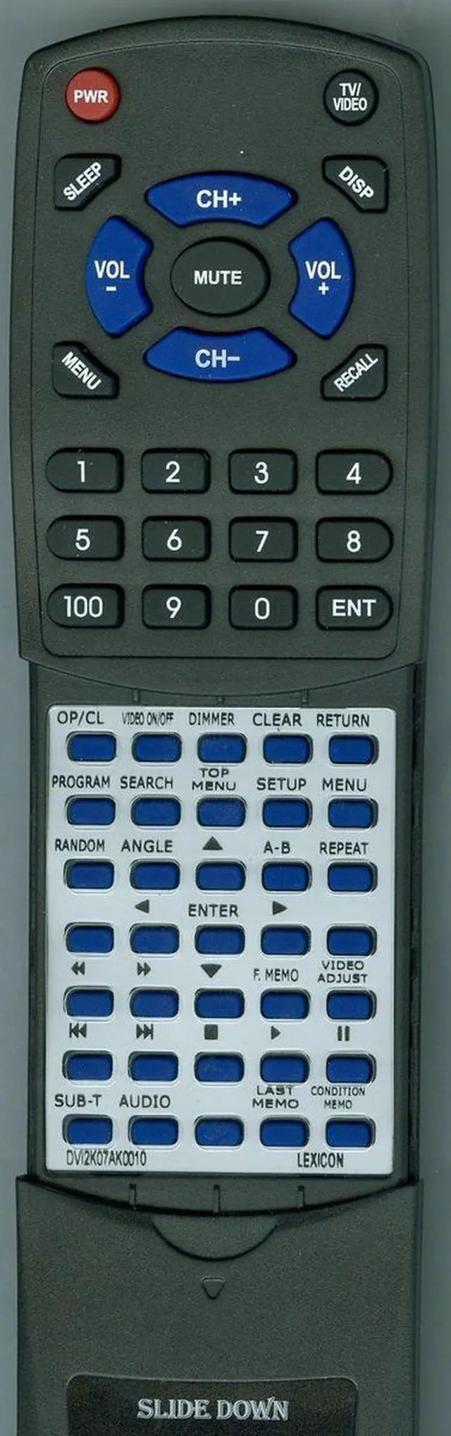 Main image of Replacement Remote Control for Lexicon DVI2K07AK0010, RT10, RT-10