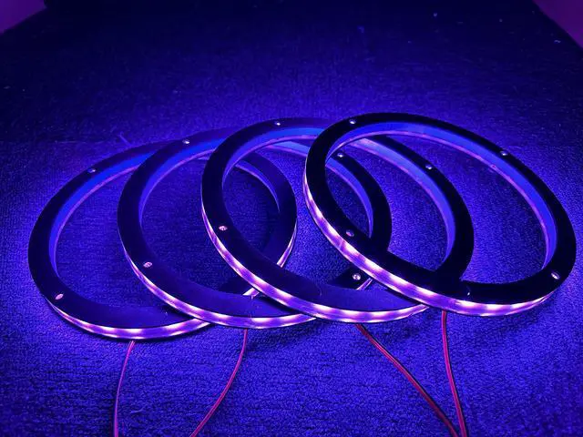 Alt view image 2 of 7 - 4PCS 8" RGB Color Changing Car LED Speaker Decorative Light Kit Waterproof Spacer Ring Light Bluetooth App and Remote Control