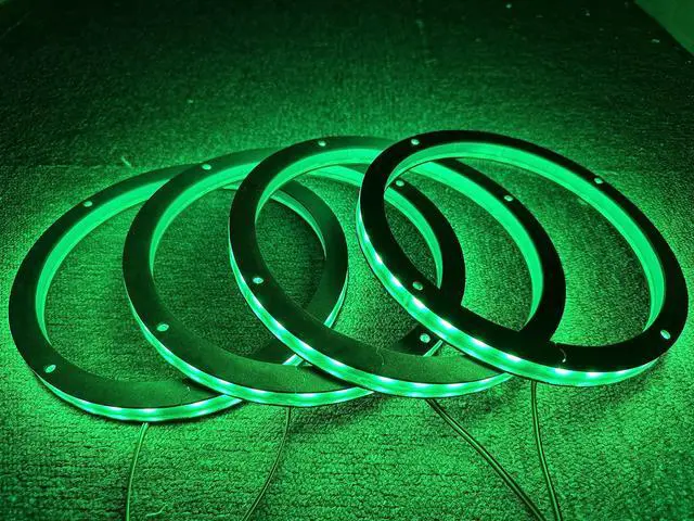 Alt view image 3 of 7 - 4PCS 8" RGB Color Changing Car LED Speaker Decorative Light Kit Waterproof Spacer Ring Light Bluetooth App and Remote Control