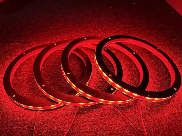 Alt view image 4 of 7 - 4PCS 8" RGB Color Changing Car LED Speaker Decorative Light Kit Waterproof Spacer Ring Light Bluetooth App and Remote Control
