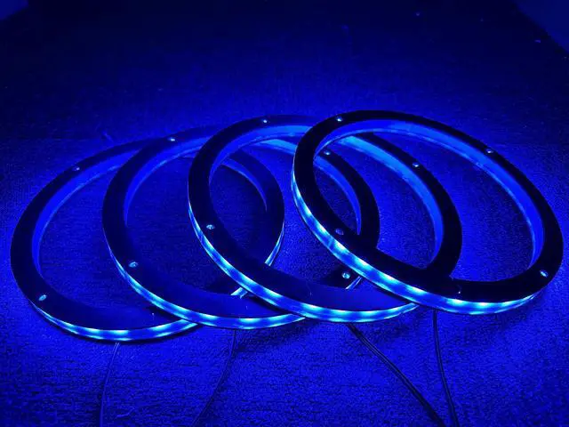 Alt view image 5 of 7 - 4PCS 8" RGB Color Changing Car LED Speaker Decorative Light Kit Waterproof Spacer Ring Light Bluetooth App and Remote Control