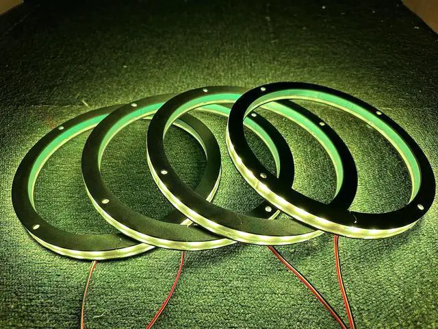 Alt view image 6 of 7 - 4PCS 8" RGB Color Changing Car LED Speaker Decorative Light Kit Waterproof Spacer Ring Light Bluetooth App and Remote Control