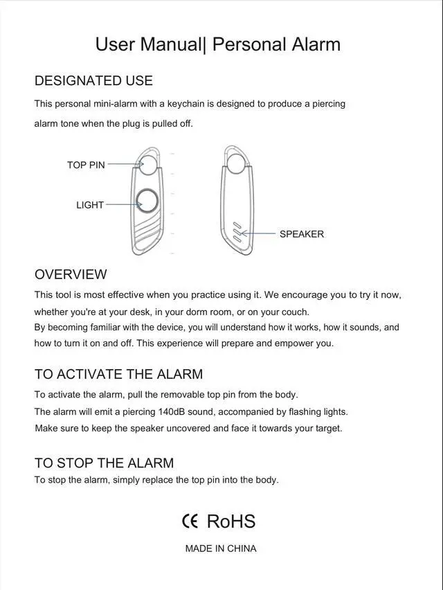 Alt view image 3 of 3 - Personal Safety Alarm (Black) 140db Siren, Safe Sound Personal Alarm, Strobe Light and Key Chain, Personal Safety Devices for Women, Men, Children, Elderly