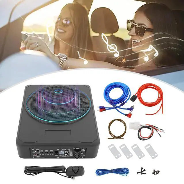 Alt view image 2 of 7 - 600W Car Subwoofer with Controller and Power Cable, Car Subwoofer for Under The Seat with Short-Circuit Protection, Car Mount Subwoofer for Sports Cars, Pickup Trucks, Rvs, Marine Boats