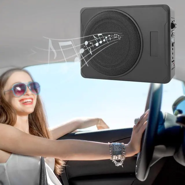 Alt view image 4 of 7 - 600W Car Subwoofer with Controller and Power Cable, Car Subwoofer for Under The Seat with Short-Circuit Protection, Car Mount Subwoofer for Sports Cars, Pickup Trucks, Rvs, Marine Boats