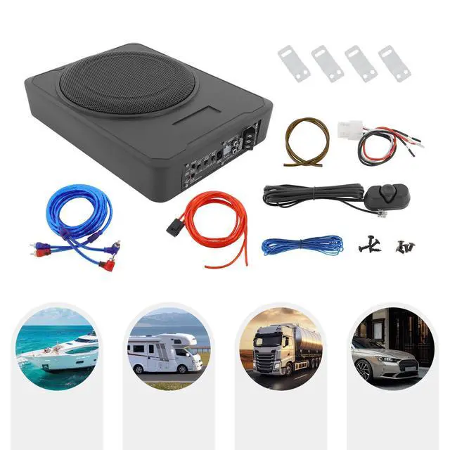 Alt view image 5 of 7 - 600W Car Subwoofer with Controller and Power Cable, Car Subwoofer for Under The Seat with Short-Circuit Protection, Car Mount Subwoofer for Sports Cars, Pickup Trucks, Rvs, Marine Boats