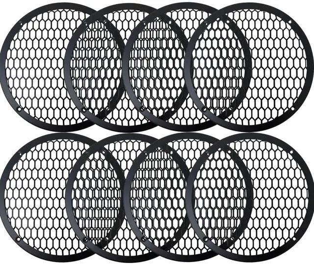Main image of BassRockers 8" Metal Speaker Grill Cover HeavyDuty HexMesh Protective Grill Guard 8" Car Audio Speakers/Subwoofers, Universal Fit, Matte Black, 4-Hole Screw/Bolt Mount for Doors, Custom Boxes (8 Pack)