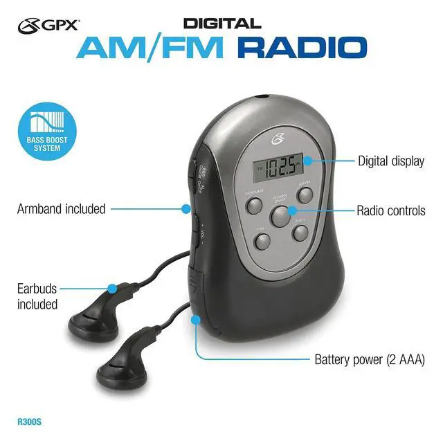 Alt view image 7 of 7 - R300 Portable AM/FM Armband Clock Radio R300