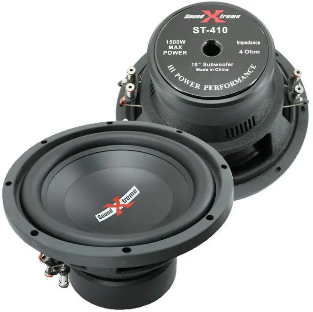 Main image of 1x SoundXtreme Premium Elite ST-410 10 Inch Car Audio Subwoofer 1500 Watts Max Power Dual 4 Ohm Voice Coil High Power Bass Surround Sound 10" Sub Speaker System
