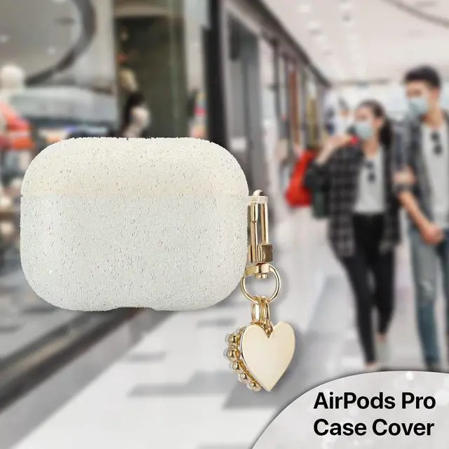 Alt view image 2 of 6 - Gadgets AirPods Pro Case Cover - Protective Compatible with Apple AirPod Pro - Lightweight Case with Carabiner Key Ring Easy to Use - Heart Charm Cream