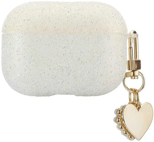 Main image of Gadgets AirPods Pro Case Cover - Protective Compatible with Apple AirPod Pro - Lightweight Case with Carabiner Key Ring Easy to Use - Heart Charm Cream