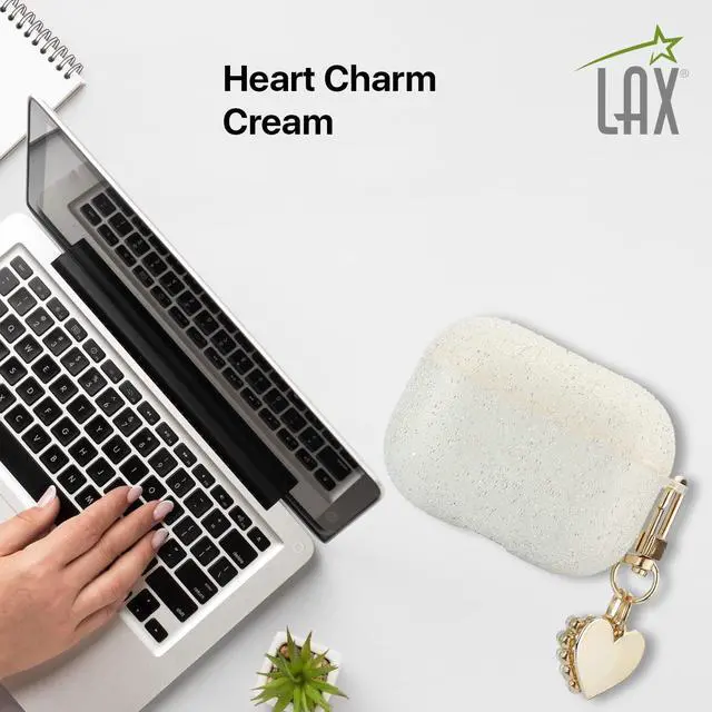 Alt view image 5 of 6 - Gadgets AirPods Pro Case Cover - Protective Compatible with Apple AirPod Pro - Lightweight Case with Carabiner Key Ring Easy to Use - Heart Charm Cream