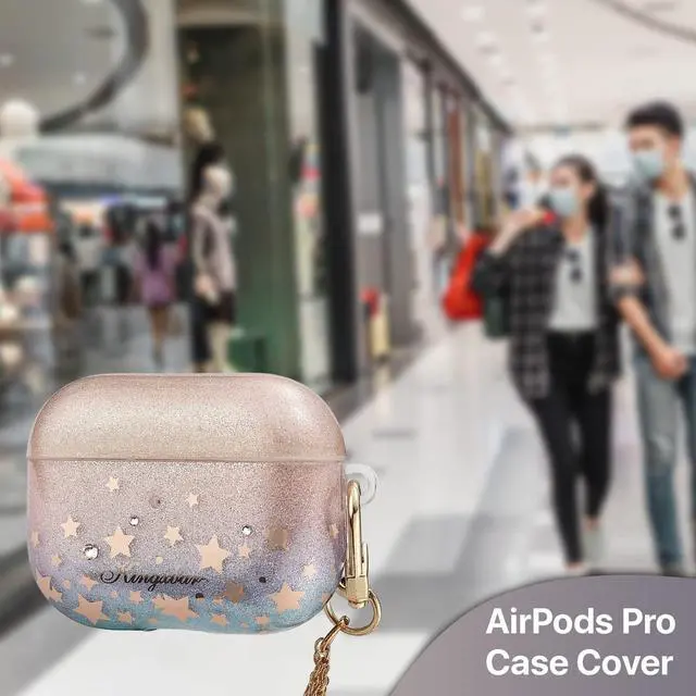 Alt view image 2 of 6 - AirPods Pro Case Cover - Protective Compatible with Apple AirPod Pro - Lightweight Case with Carabiner Key Ring Easy to Use - Shooting Star Charm